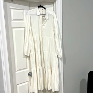 Free people white swingy button down long dress